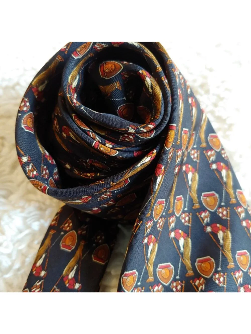 Salvatore Ferragamo Golf Trophy Crest Silk Tie Italy Luxury Necktie Designer